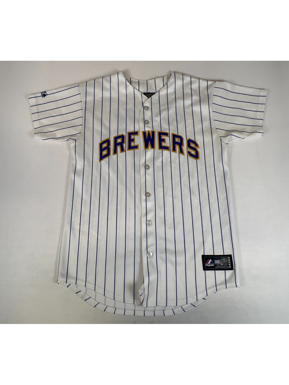 Vintage Milwaukee Brewers Segura 9 Majestic Pinstripe Baseball Jersey L